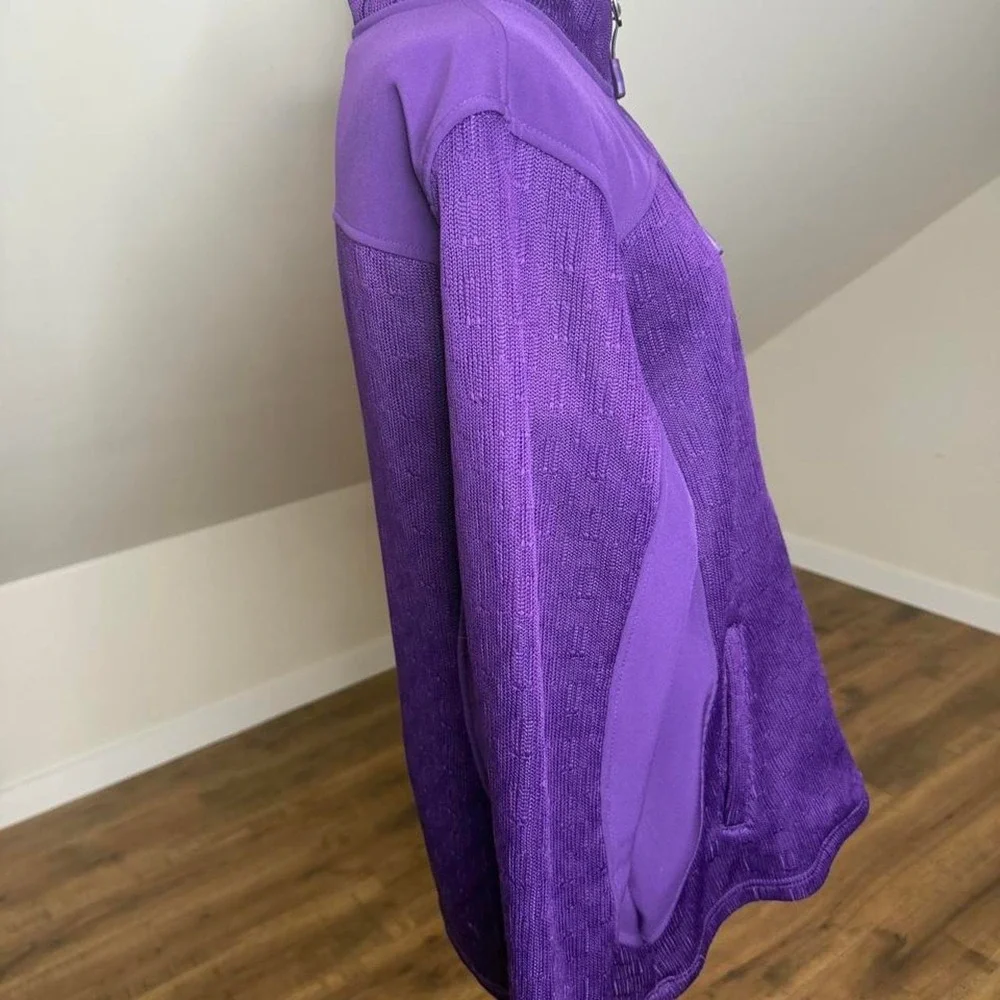 Swiss Tech Purple Full Zip Fleece Hybrid Utility Jacket Hiking Gorpcore Cozy
